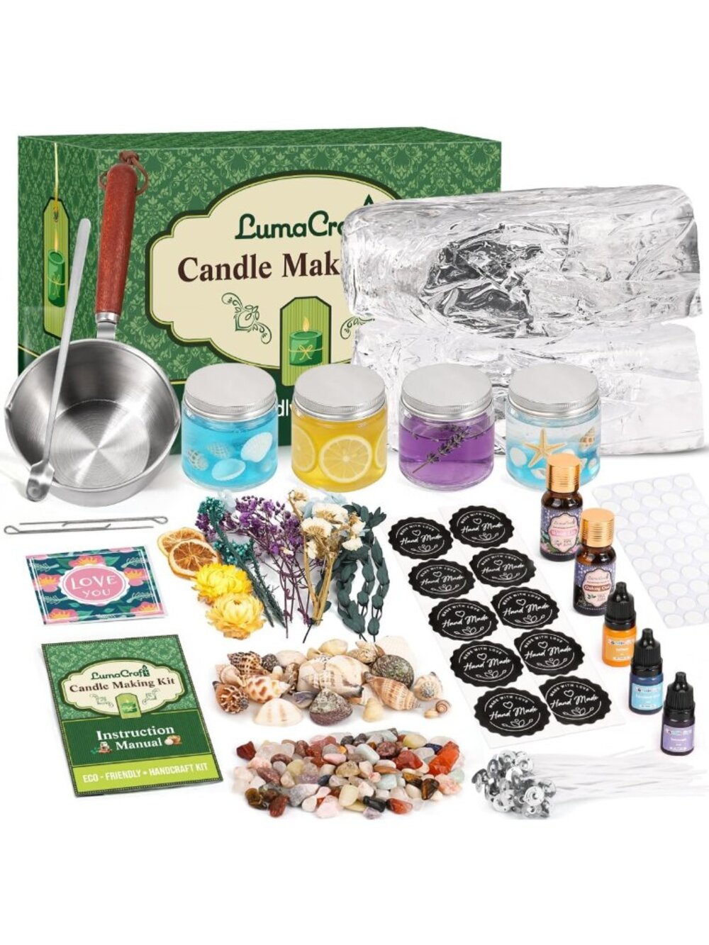 DIY Candle Making Kit - 2.2LB Clear Gel Wax, Fragrance Oils, Jars & Wicks